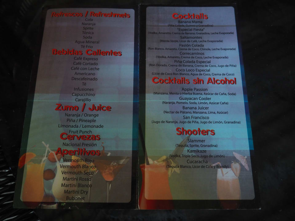 AI Getränkekarte Grand Palladium Select Bávaro Resort & Spa