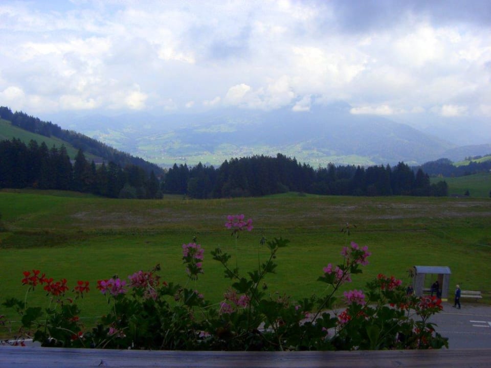 Blick vom Balkon ins Tal Hotel Marvia