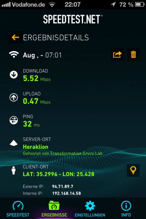 Free-WLan-Bandbreite Phãea Cretan Malia