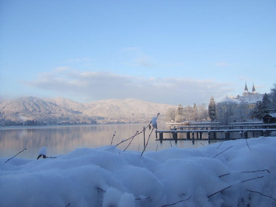 Blick vom Balkon Winter Hotel Fischerstüberl am See