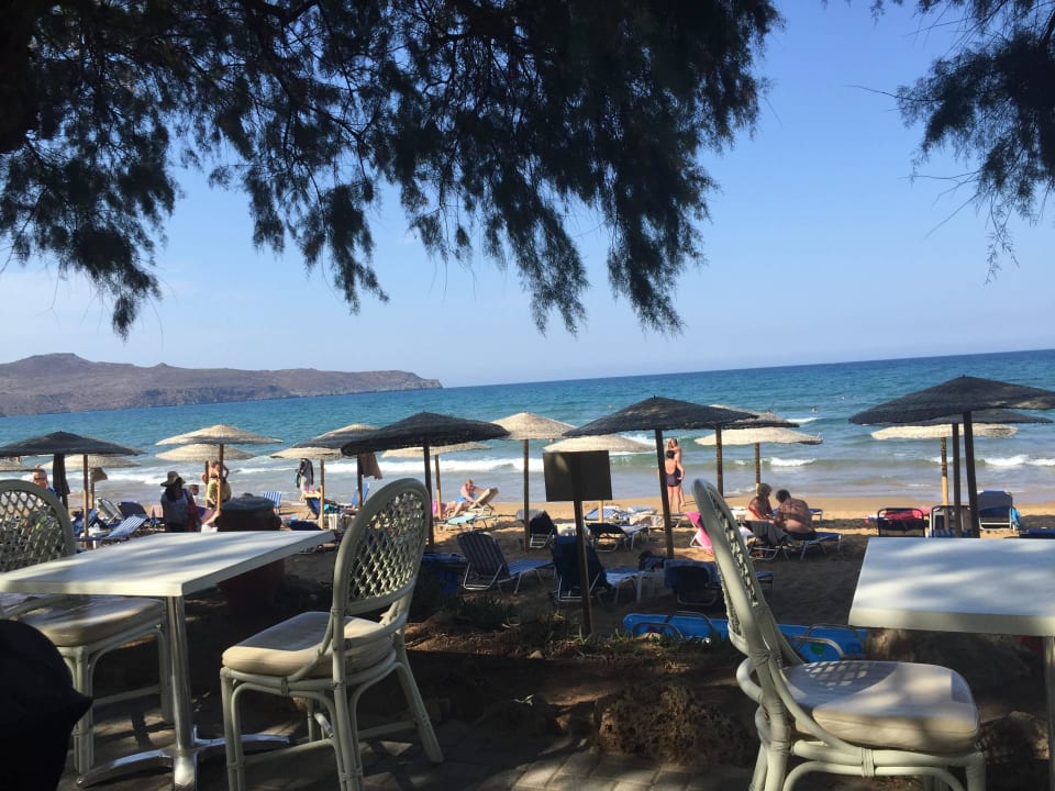 Blick von der Terasse zum Strand  Giannoulis Santa Marina Beach