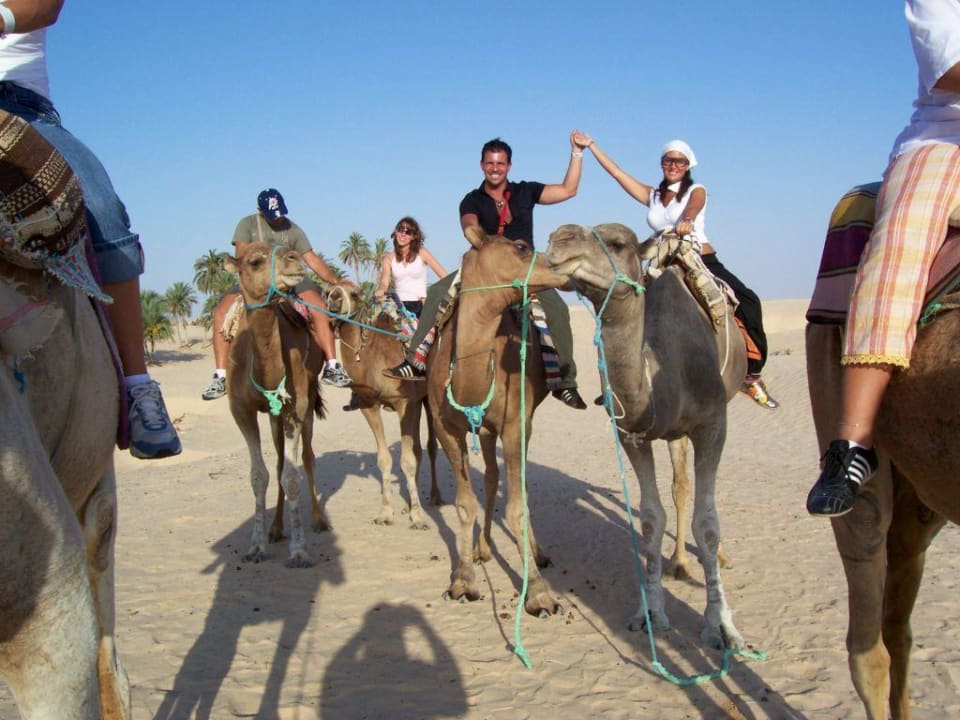 Paolo e Romina sul dromedario Hotel African Queen