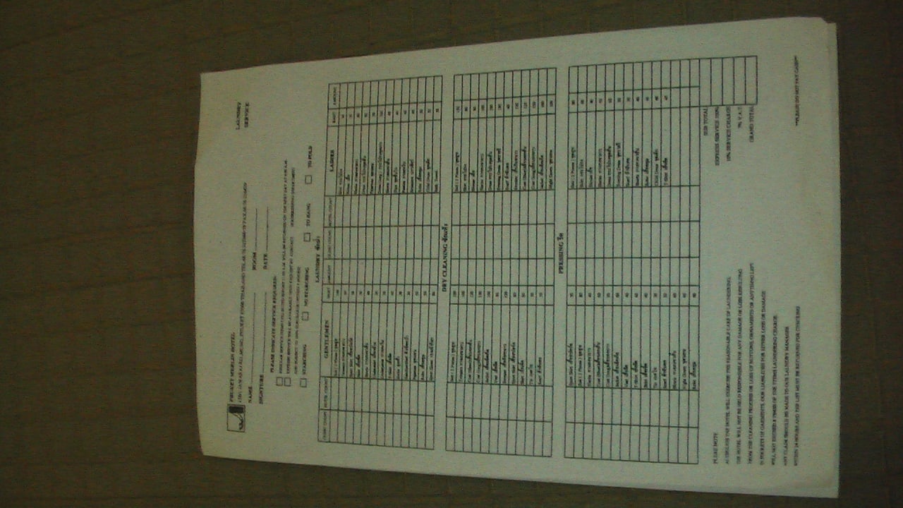 Wäsche Preise Hotel Phuket Merlin