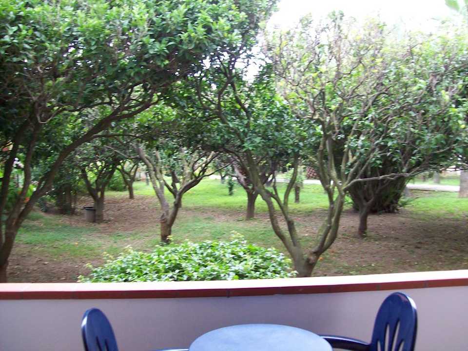 Balkonausblick Gartenseite Villaggio Torre Ruffa Robinson