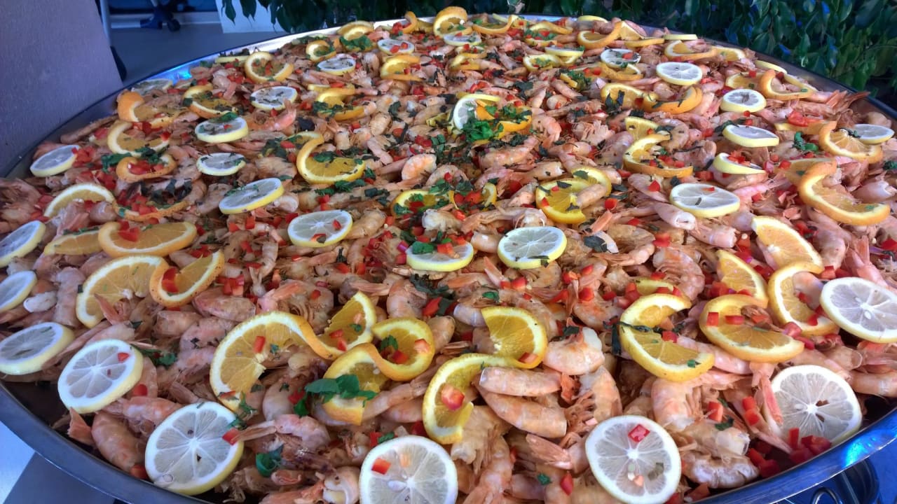 Garnelenpfanne, leider etwas zu lang gekocht. Sunis Elita Beach Resort & Spa