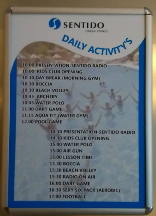 Daily Activitys / tägliche Aktivitäten Hotel Turan Prince