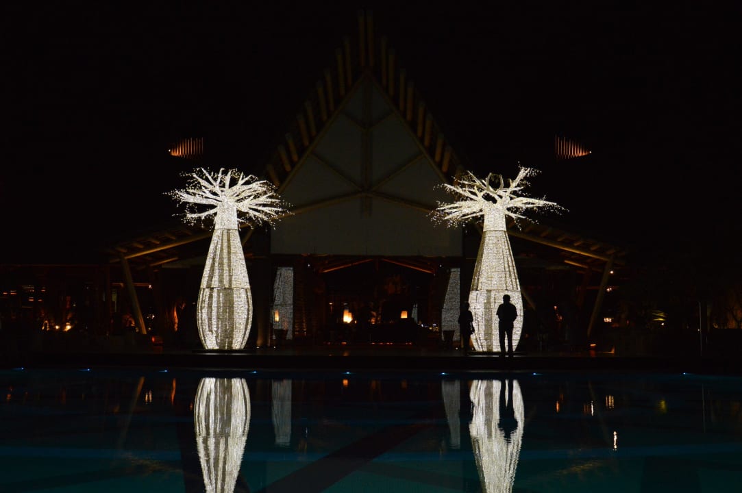 Beleuchtete Bäume am Abend Lopesan Baobab Resort