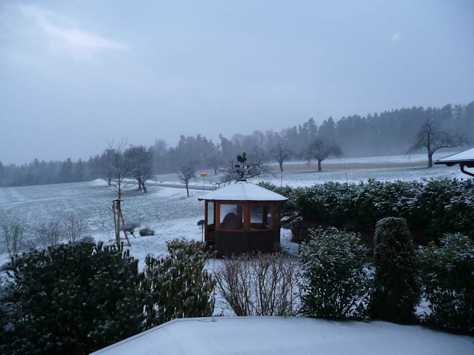 Ausblick vom Balkon im Winter Landhotel Talblick