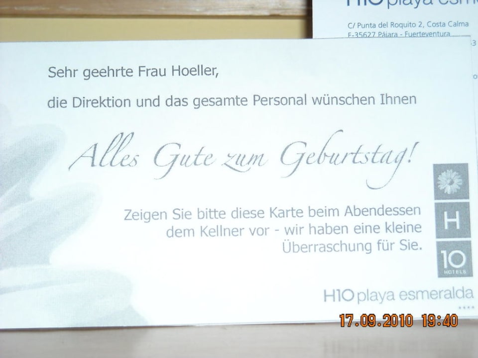 Zum Geburtstag H10 Playa Esmeralda - Adults only