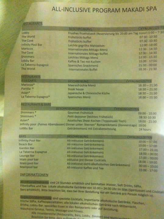 Überblick Essen Makadi Spa - Adults only