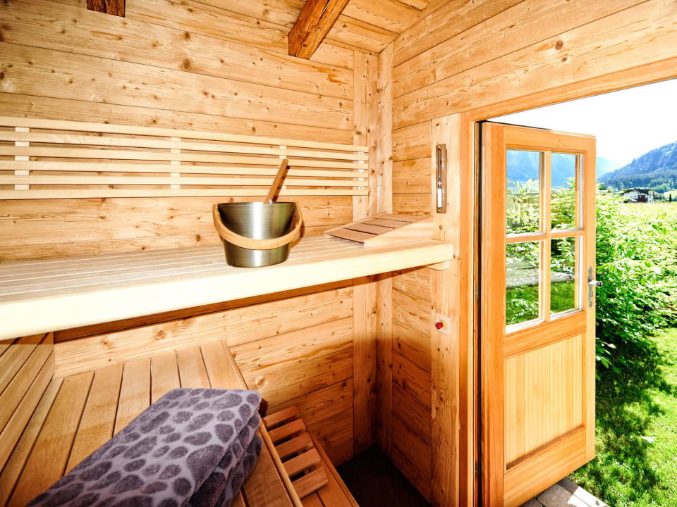Saunahaus exklusiv zu jedem Chalet Wiesenruh Luxury Chalets Wiesenruh