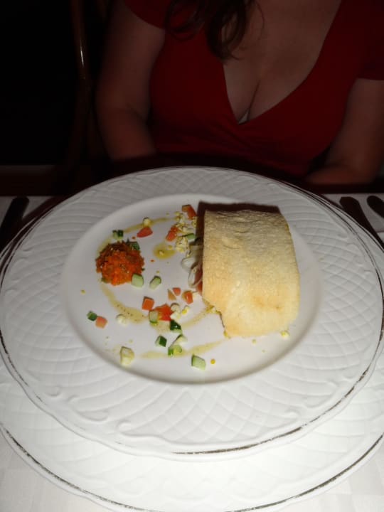 Französisches Restaurant Vorspeise Lachs Sol Rio De Luna y Mares