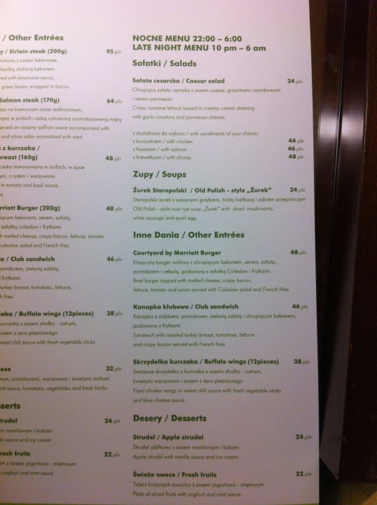 In- Room Service Hotel Courtyard by Marriott Warsaw Airport