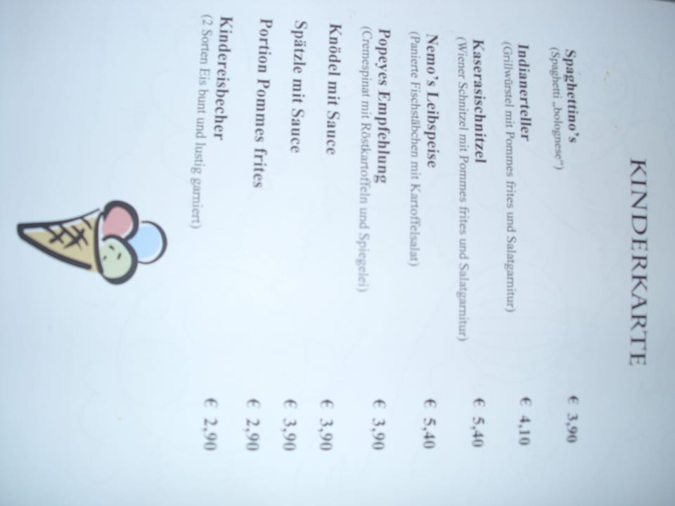 Kinderkarte Hotel - Wirts'haus Zum Schweizer