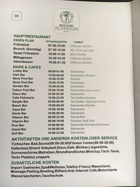Restaurant Hotel Botanik Platinum