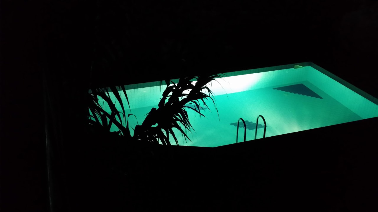 Poolansicht von unserem Zimmer Pension Erika