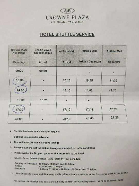 Der Busservice vom Hotel Crowne Plaza Hotel Yas Island