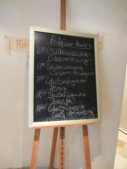 Infotafel für Saunaaufgüsse Romantischer Winkel RoLigio® & Wellness Resort