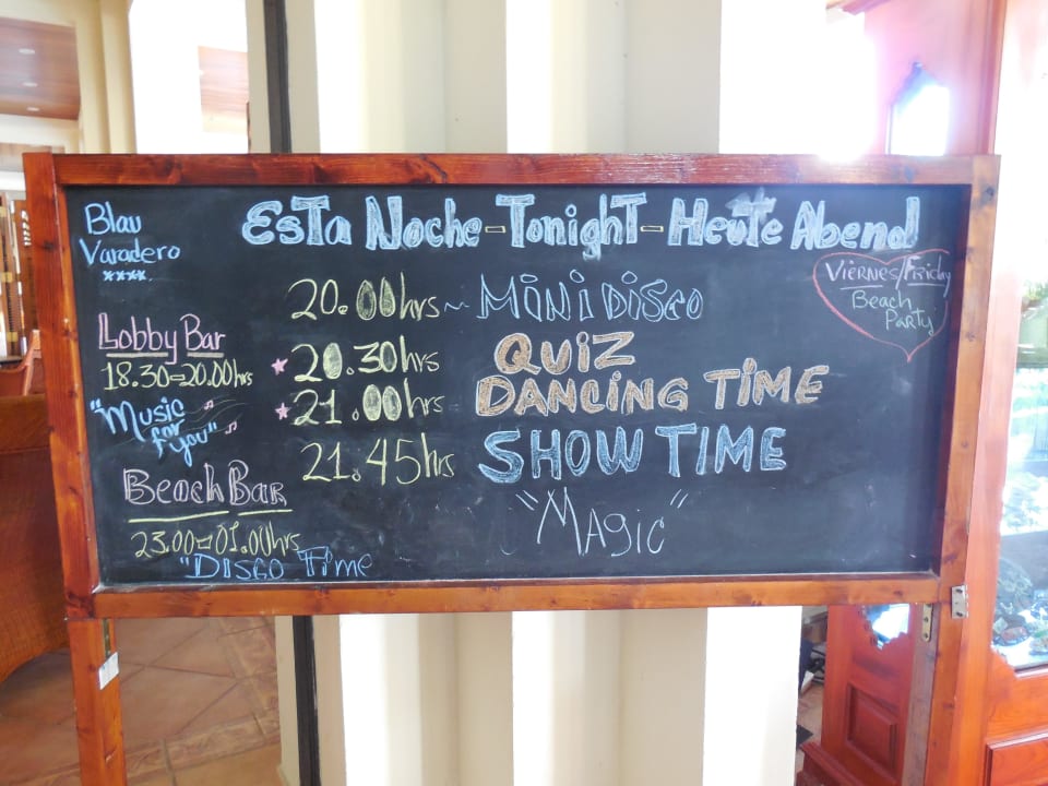 Animation Infoschild Abendprogramm Blau varadero - Adults only