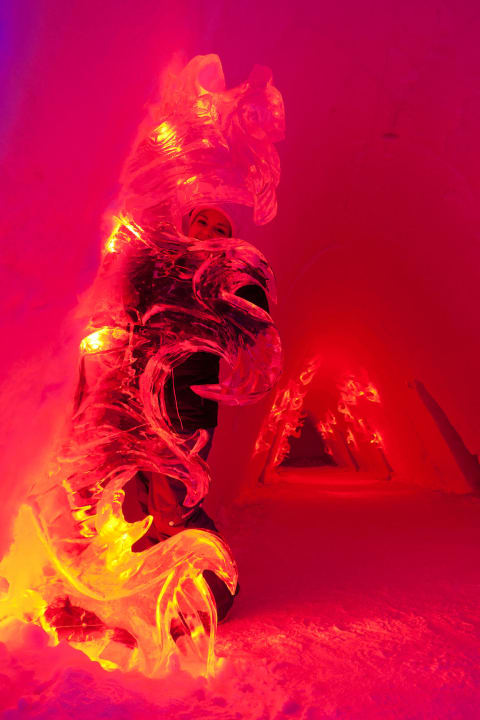 Weiterer Gang der einfachen Zimmer Lapland Hotels SnowVillage