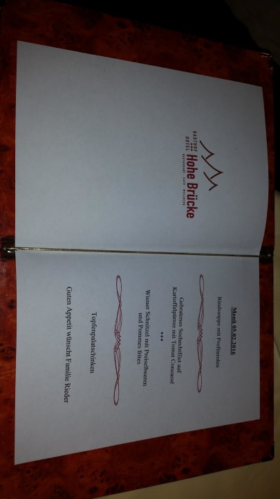 Abendmenü Panoramagasthof-Hotel Hohe Brücke