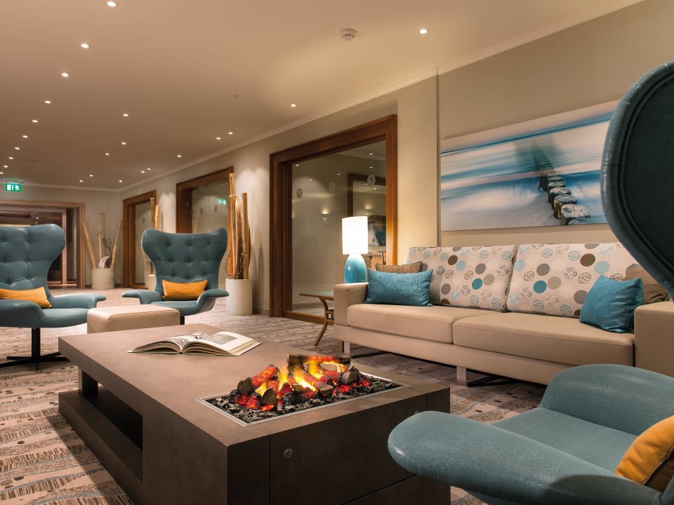Kamin in der Lounge Hotel Bernstein Prerow