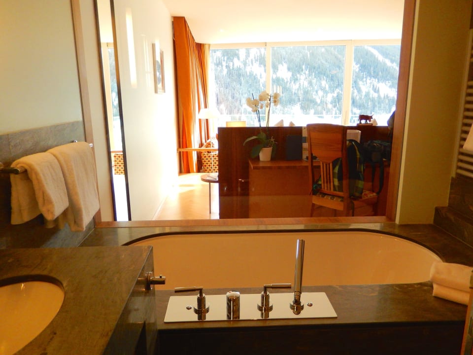 Blick von der Wanne aus Waldhotel & SPA Davos - for body & soul