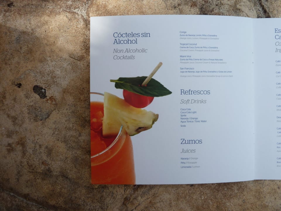 Cocktail-Karte  Iberostar Waves Tucan