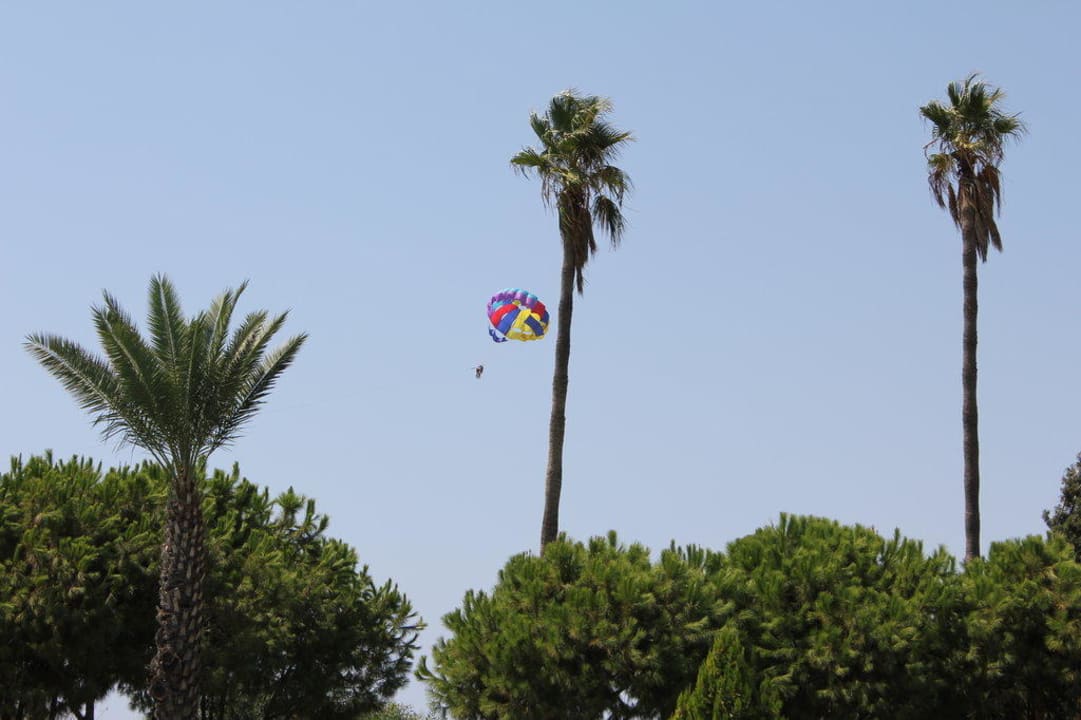 Paraglider vom Pool aus gesehen  Club Turtas Beach Hotel