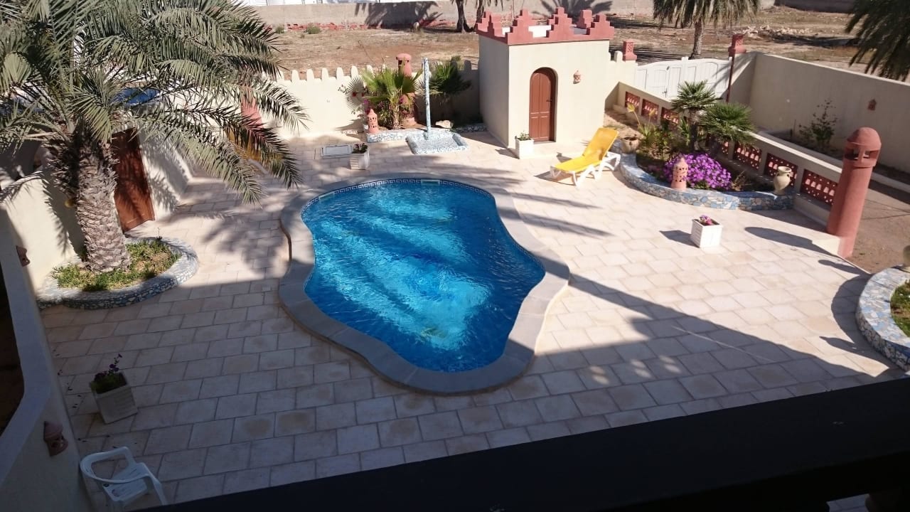 Blick vom Gästehaus auf den Pool Ranch El Castille Gästehaus