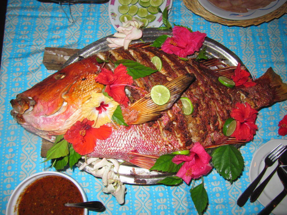 Buffet im Chez Plume Auberge D'Anse Boileau