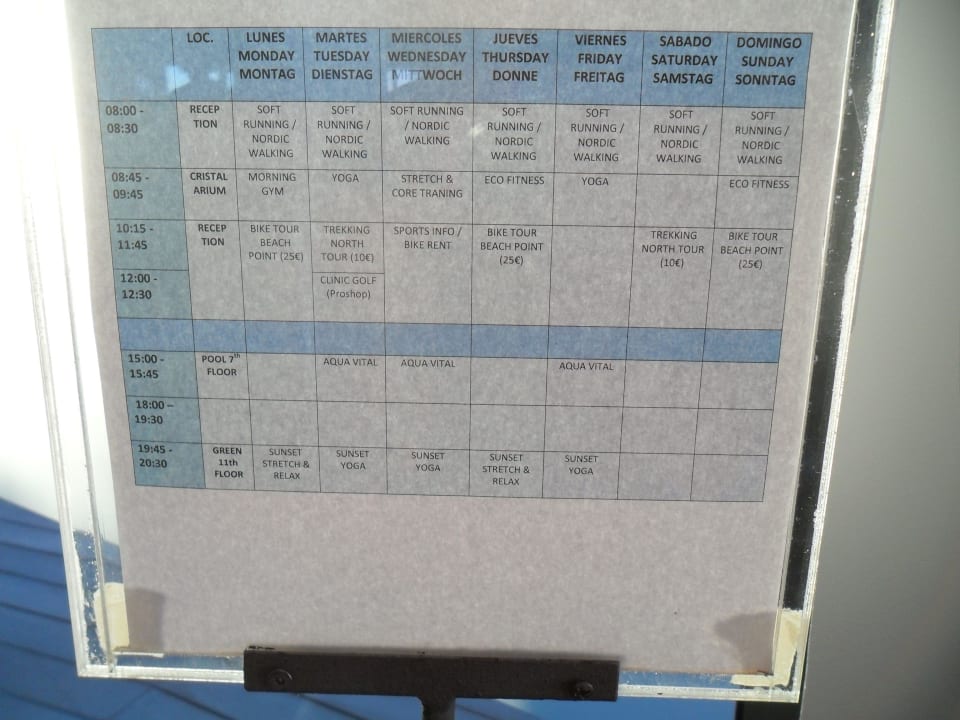 Wochenprogramm Salobre Hotel Resort & Serenity