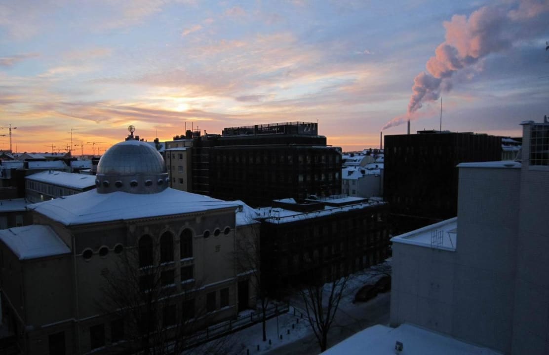 Sunset from the balcony of Presidential suite Radisson BLU Hotel Royal Helsinki