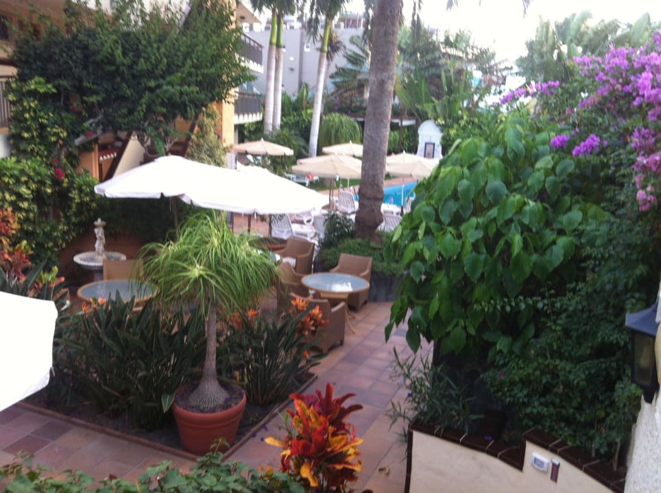 Eingang mit Blick zum Pool Apartamentos Nogalera