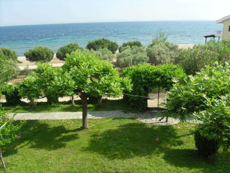 Blick von Balkon Haus des Gartens / Pension Nikos