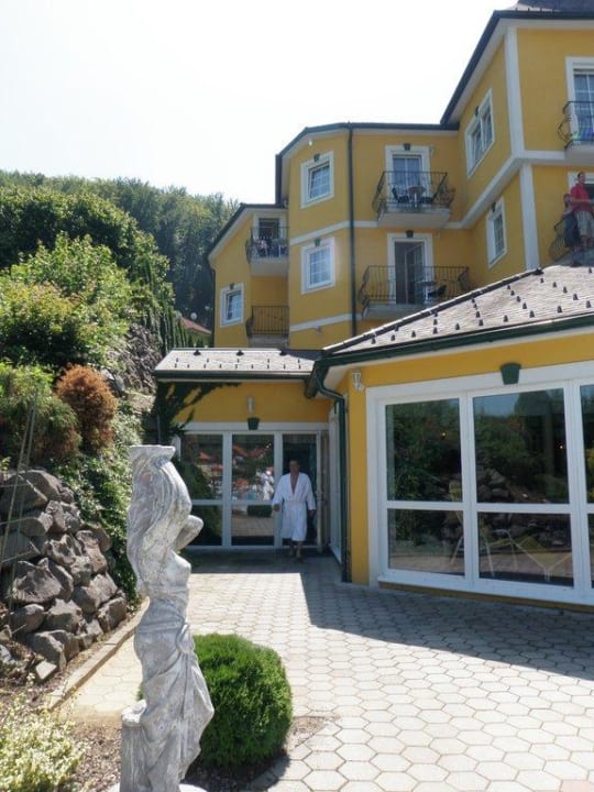 Blick vom Garten Richtung Hallenbad Schlössl Hotel Kindl