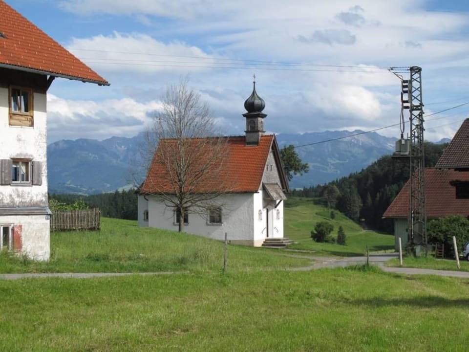 Blick aus dem Garten Richtung Alpen Ferienhof Baldauf