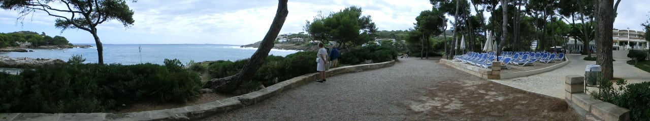 Ausblick mit Liegewiese im Sand Iberostar Waves Pinos Park