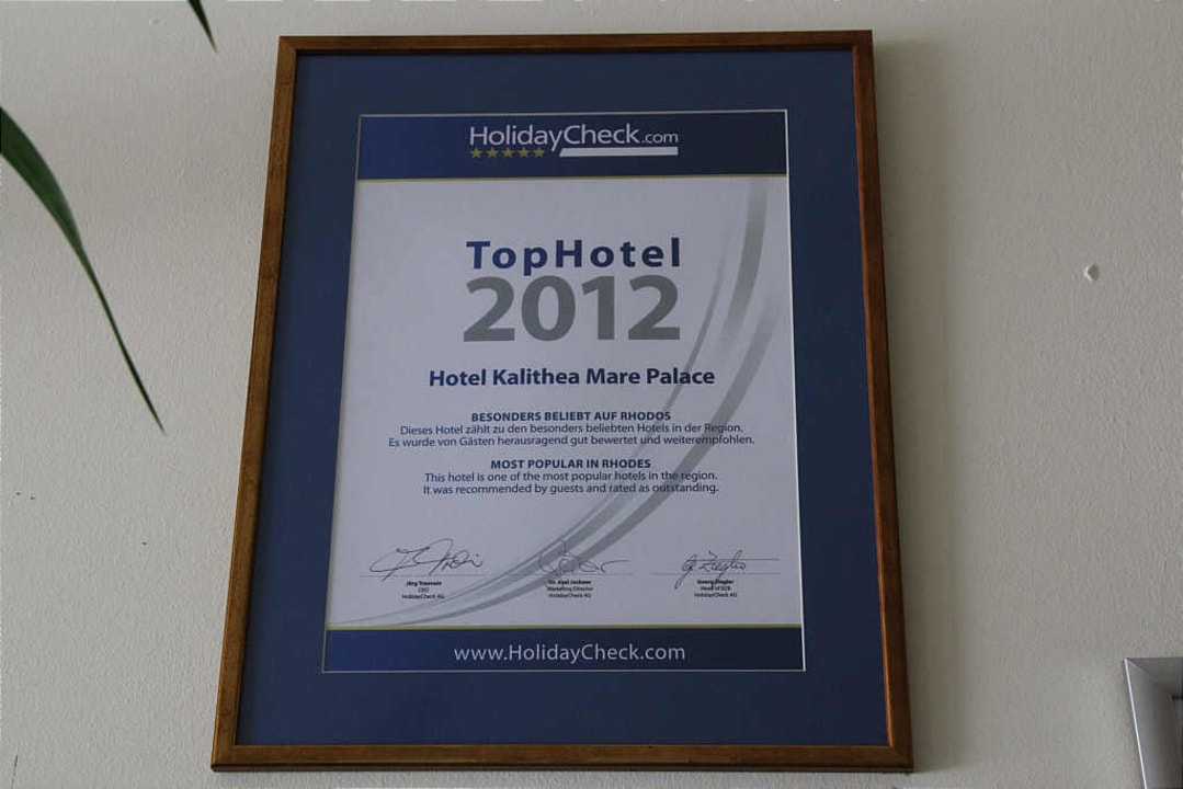 Auszeichnung Hotel Kalithea Mare Palace