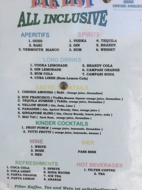 Karte in hotel TUI SUNEO Chrissi Amoudia