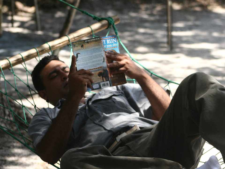 Client relaxing in Hammock Mahoora Tented Safari Camp - Yala