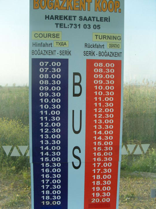 Odjazdy autobusów 500m od hotelu Belek Beach Resort Hotel