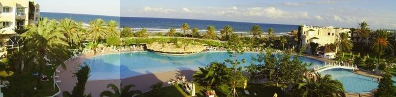 Zusammengesetzt aus 3 Bildern, die gesammte Anlage Mahdia Beach & Aquapark