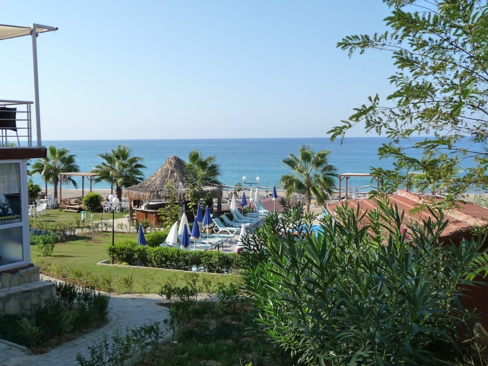Blick von der Terrasse unseres Zimmers aus Adora Calma Beach Hotel