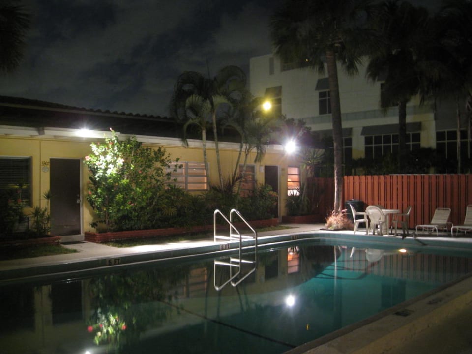 Pool by Night Sandy Shores Motel