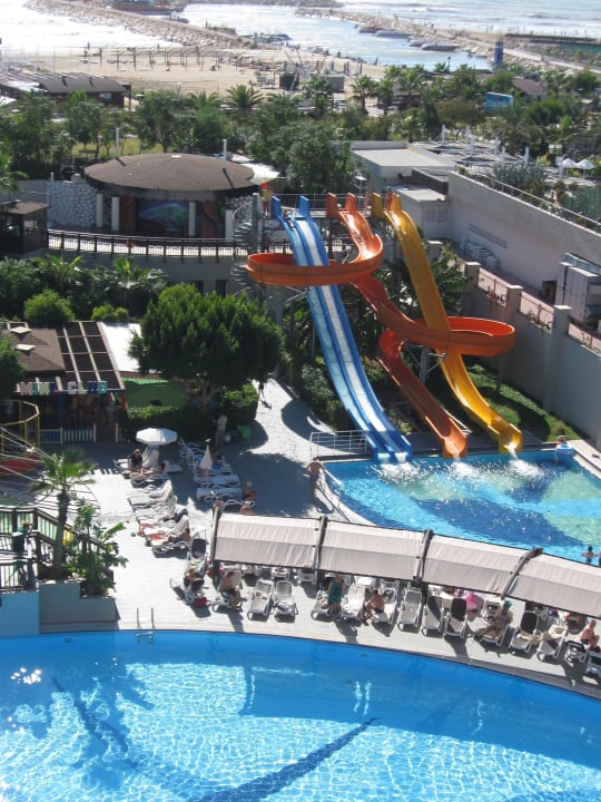 Poolanlage von unserem Dachbalkon aufgenommen Aydinbey Kings Palace & Spa