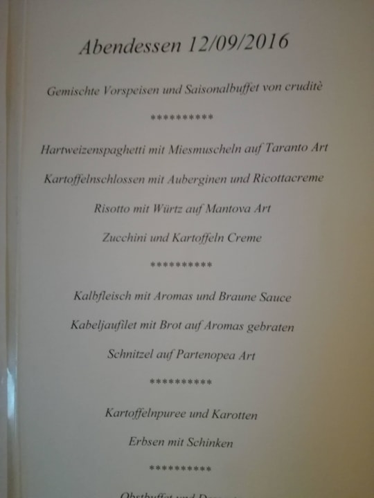 Abendkarte Sant Elmo Beach Hotel