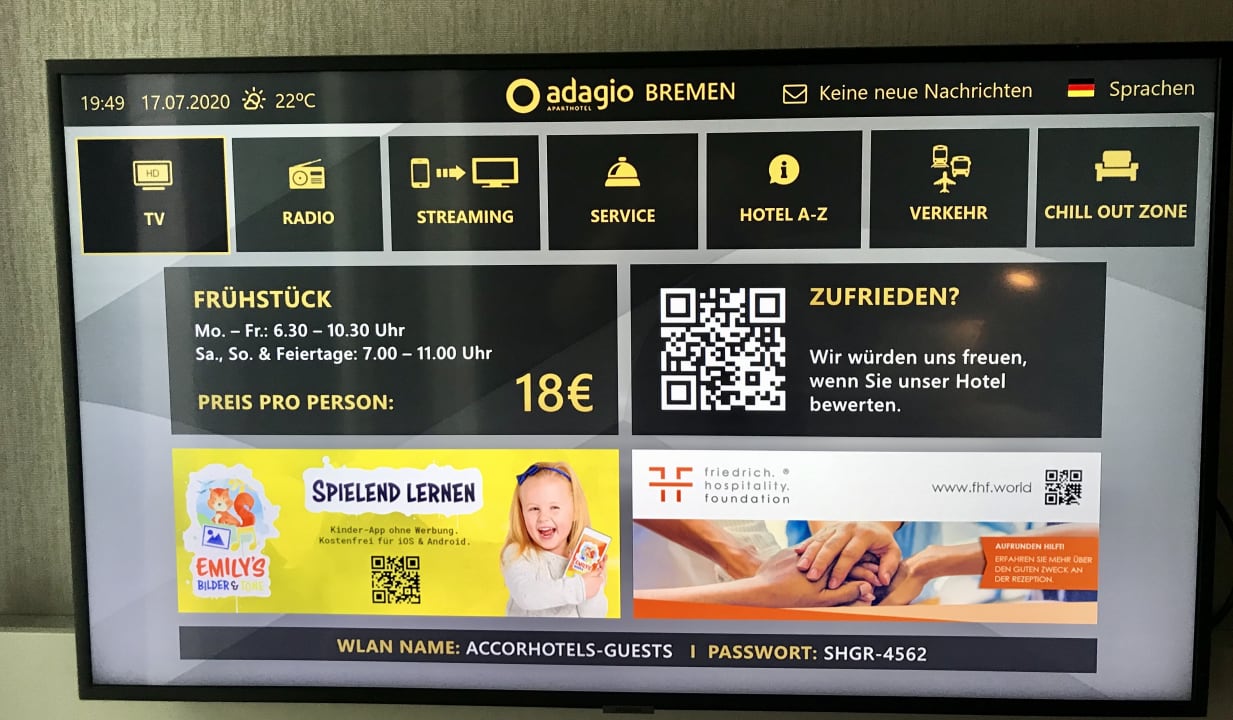 Zimmer Aparthotel Adagio Bremen City