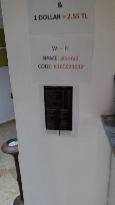 Wi-fi pasword Hotel Albora