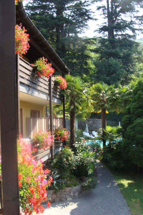 Blick vom Balkon Richtung Pool Hotel Thurnergut